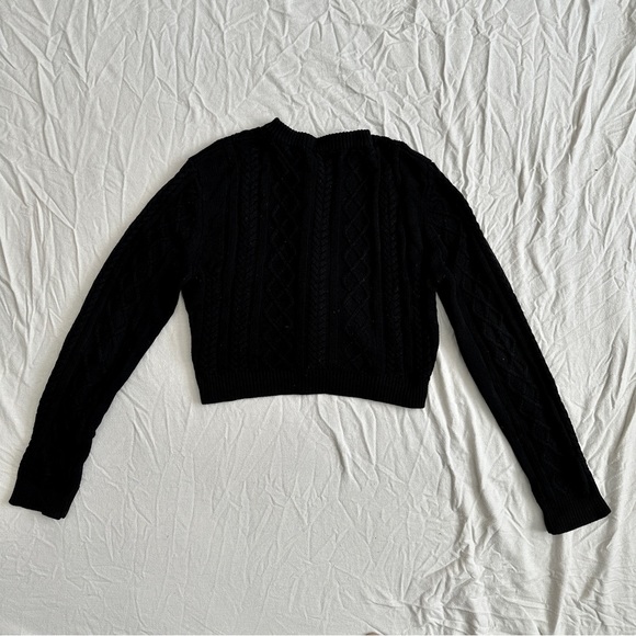 Black Cable Knit Cardigan M | Coastal Beatnik - Picture 2 of 5